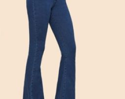 High Waisted Flare Hem Skinny Jeans