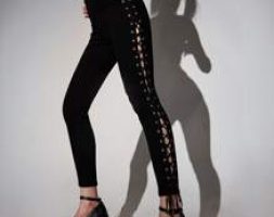 High-Waisted Lace Up Side Skinny Jeans