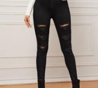 High Waisted Ripped Skinny Jeans Without Belt