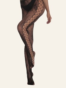 Hollow Out Black Fishnet Tights