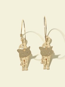 Hollow Out Cat Drop Earrings