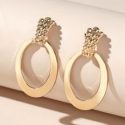 Hollow Out Oval Design Earrings