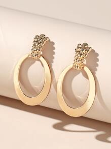 Hollow Out Oval Design Earrings