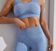 Hollow Out Racer Back Sports Bra & Biker Shorts