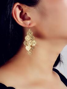 Hollow Out Round Charm Drop Earrings