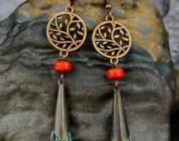 Hollow Out Round Decor Tassel Drop Earrings