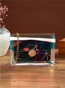 Holographic Geo Graphic Crossbody Bag