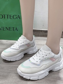 Holographic Lace Up Front Sneakers