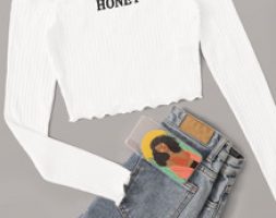 Honey Embroidery Off Shoulder Crop Top