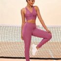 Honeycomb Textured Racer Back Sports Bra & Leggings Set