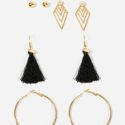 Hoop & Tassel Drop Earrings 6pairs