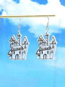 House Graphic Drop Earrings