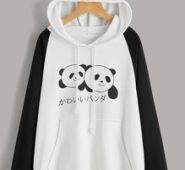 Japanese Letter And Panda Print Sweatshirt