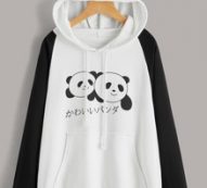 Japanese Letter And Panda Print Sweatshirt