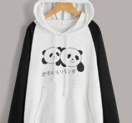 Japanese Letter And Panda Print Sweatshirt