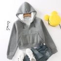 Kangaroo Pocket Zip-up Drawstring Hoodie