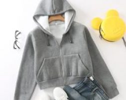 Kangaroo Pocket Zip-up Drawstring Hoodie