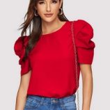 Keyhole Back Gathered Sleeve Top