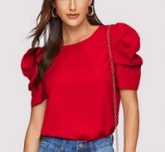 Keyhole Back Gathered Sleeve Top