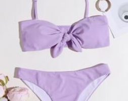 Knot Front Halter Bikini Swimsuit