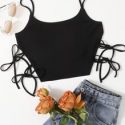 Knot Side Rib-knit Crop Cami Top