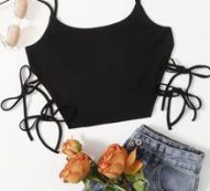 Knot Side Rib-knit Crop Cami Top