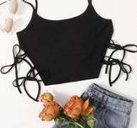 Knot Side Rib-knit Crop Cami Top