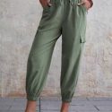 Knot Waist Slant Pocket Carrot Pants