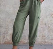 Knot Waist Slant Pocket Carrot Pants