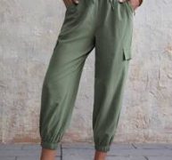 Knot Waist Slant Pocket Carrot Pants