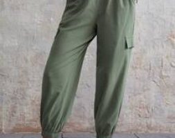 Knot Waist Slant Pocket Carrot Pants
