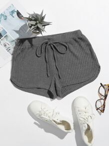 Knot Waist Waffle Knit Shorts