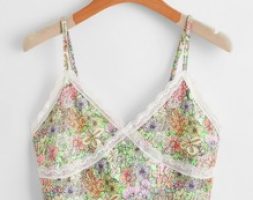 Lace Insert Ditsy Floral Crop Cami