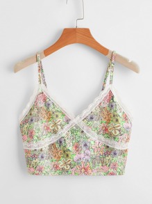 Lace Insert Ditsy Floral Crop Cami