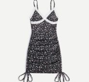 Lace Insert Ditsy Floral Ruched Dress