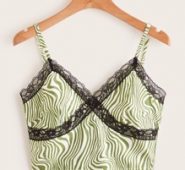 Lace Insert Zebra Striped Crop Cami