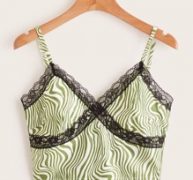 Lace Insert Zebra Striped Crop Cami