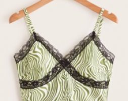 Lace Insert Zebra Striped Crop Cami
