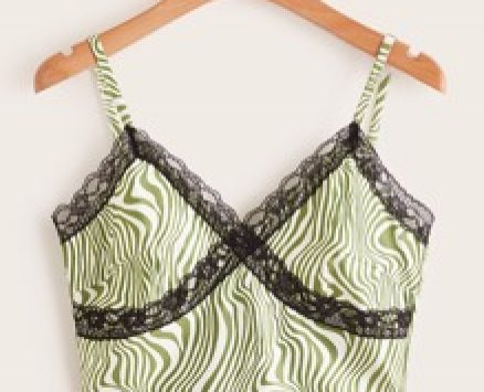 Lace Insert Zebra Striped Crop Cami