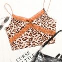 Lace Panel Leopard Print Crop Cami Top