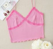 Lace Panel Lettuce Trim Cami Top