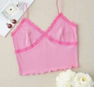 Lace Panel Lettuce Trim Cami Top