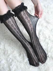 Lace Ruffle Over The Calf Socks