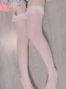 Lace Ruffle Over The Knee Socks