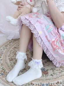 Lace Ruffle Trim Crew Socks