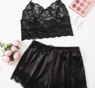 Lace Satin Lingerie Set