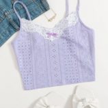 Lace Trim Bow Front Cami Top