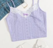 Lace Trim Bow Front Cami Top