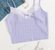 Lace Trim Bow Front Cami Top