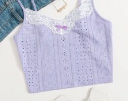 Lace Trim Bow Front Cami Top